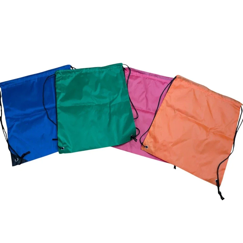 Drawstring Backpack Lot of 4 | Cinch Sack Bags | Sports Gym School